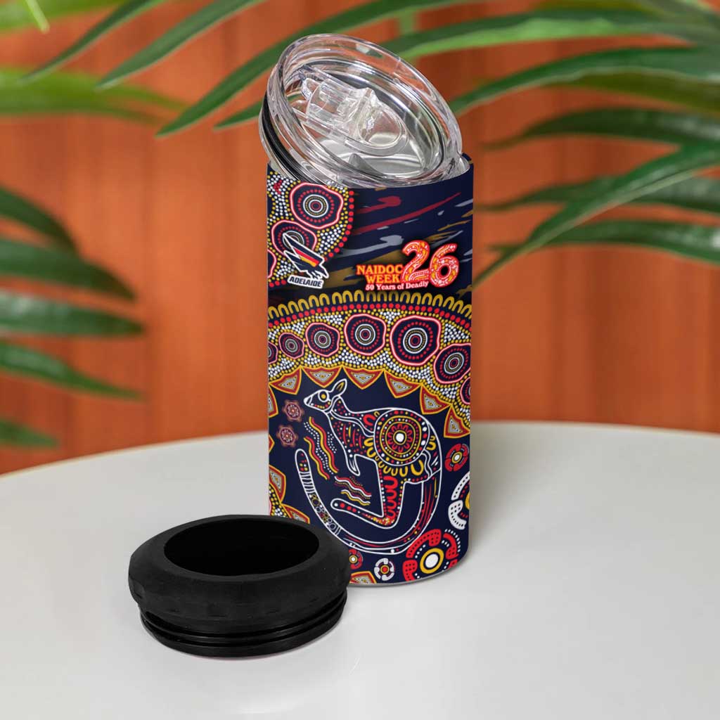 Adelaide Crows NAIDOC Week 2026 4 in 1 Can Cooler Tumbler Australian Aboriginal Dot Art Dreamtime Pattern Style