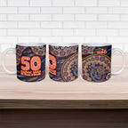 Adelaide Crows NAIDOC Week 2026 Ceramic Mug Australian Aboriginal Dot Art Dreamtime Pattern Style