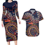 Adelaide Crows NAIDOC Week 2026 Couples Matching Long Sleeve Bodycon Dress and Hawaiian Shirt Australian Aboriginal Dot Art Dreamtime Pattern Style
