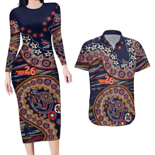 Adelaide Crows NAIDOC Week 2026 Couples Matching Long Sleeve Bodycon Dress and Hawaiian Shirt Australian Aboriginal Dot Art Dreamtime Pattern Style