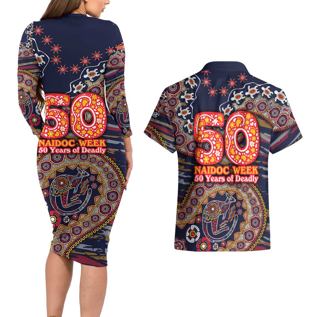 Adelaide Crows NAIDOC Week 2026 Couples Matching Long Sleeve Bodycon Dress and Hawaiian Shirt Australian Aboriginal Dot Art Dreamtime Pattern Style
