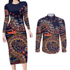 Adelaide Crows NAIDOC Week 2026 Couples Matching Long Sleeve Bodycon Dress and Long Sleeve Button Shirt Australian Aboriginal Dot Art Dreamtime Pattern Style