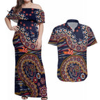 Adelaide Crows NAIDOC Week 2026 Couples Matching Off Shoulder Maxi Dress and Hawaiian Shirt Australian Aboriginal Dot Art Dreamtime Pattern Style