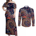 Adelaide Crows NAIDOC Week 2026 Couples Matching Off Shoulder Maxi Dress and Long Sleeve Button Shirt Australian Aboriginal Dot Art Dreamtime Pattern Style