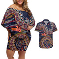 Adelaide Crows NAIDOC Week 2026 Couples Matching Off Shoulder Short Dress and Hawaiian Shirt Australian Aboriginal Dot Art Dreamtime Pattern Style