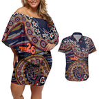 Adelaide Crows NAIDOC Week 2026 Couples Matching Off Shoulder Short Dress and Hawaiian Shirt Australian Aboriginal Dot Art Dreamtime Pattern Style