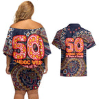 Adelaide Crows NAIDOC Week 2026 Couples Matching Off Shoulder Short Dress and Hawaiian Shirt Australian Aboriginal Dot Art Dreamtime Pattern Style