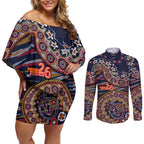 Adelaide Crows NAIDOC Week 2026 Couples Matching Off Shoulder Short Dress and Long Sleeve Button Shirt Australian Aboriginal Dot Art Dreamtime Pattern Style
