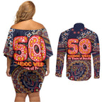 Adelaide Crows NAIDOC Week 2026 Couples Matching Off Shoulder Short Dress and Long Sleeve Button Shirt Australian Aboriginal Dot Art Dreamtime Pattern Style