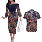 Adelaide Crows NAIDOC Week 2026 Couples Matching Off The Shoulder Long Sleeve Dress and Hawaiian Shirt Australian Aboriginal Dot Art Dreamtime Pattern Style