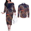 Adelaide Crows NAIDOC Week 2026 Couples Matching Off The Shoulder Long Sleeve Dress and Long Sleeve Button Shirt Australian Aboriginal Dot Art Dreamtime Pattern Style