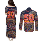 Adelaide Crows NAIDOC Week 2026 Couples Matching Puletasi and Long Sleeve Button Shirt Australian Aboriginal Dot Art Dreamtime Pattern Style