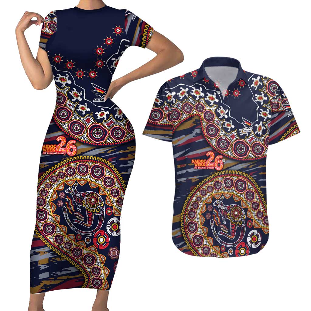 Adelaide Crows NAIDOC Week 2026 Couples Matching Short Sleeve Bodycon Dress and Hawaiian Shirt Australian Aboriginal Dot Art Dreamtime Pattern Style