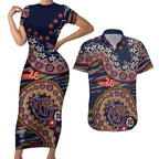 Adelaide Crows NAIDOC Week 2026 Couples Matching Short Sleeve Bodycon Dress and Hawaiian Shirt Australian Aboriginal Dot Art Dreamtime Pattern Style