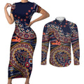 Adelaide Crows NAIDOC Week 2026 Couples Matching Short Sleeve Bodycon Dress and Long Sleeve Button Shirt Australian Aboriginal Dot Art Dreamtime Pattern Style
