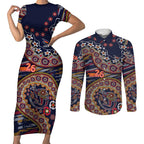 Adelaide Crows NAIDOC Week 2026 Couples Matching Short Sleeve Bodycon Dress and Long Sleeve Button Shirt Australian Aboriginal Dot Art Dreamtime Pattern Style