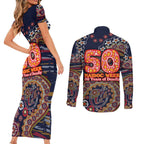 Adelaide Crows NAIDOC Week 2026 Couples Matching Short Sleeve Bodycon Dress and Long Sleeve Button Shirt Australian Aboriginal Dot Art Dreamtime Pattern Style