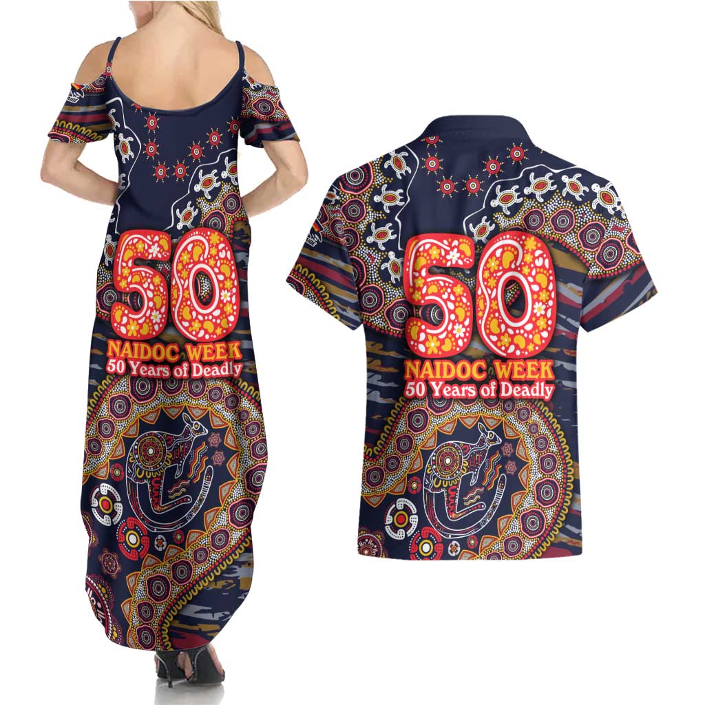 Adelaide Crows NAIDOC Week 2026 Couples Matching Summer Maxi Dress and Hawaiian Shirt Australian Aboriginal Dot Art Dreamtime Pattern Style