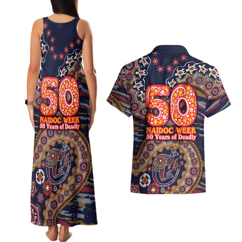 Adelaide Crows NAIDOC Week 2026 Couples Matching Tank Maxi Dress and Hawaiian Shirt Australian Aboriginal Dot Art Dreamtime Pattern Style