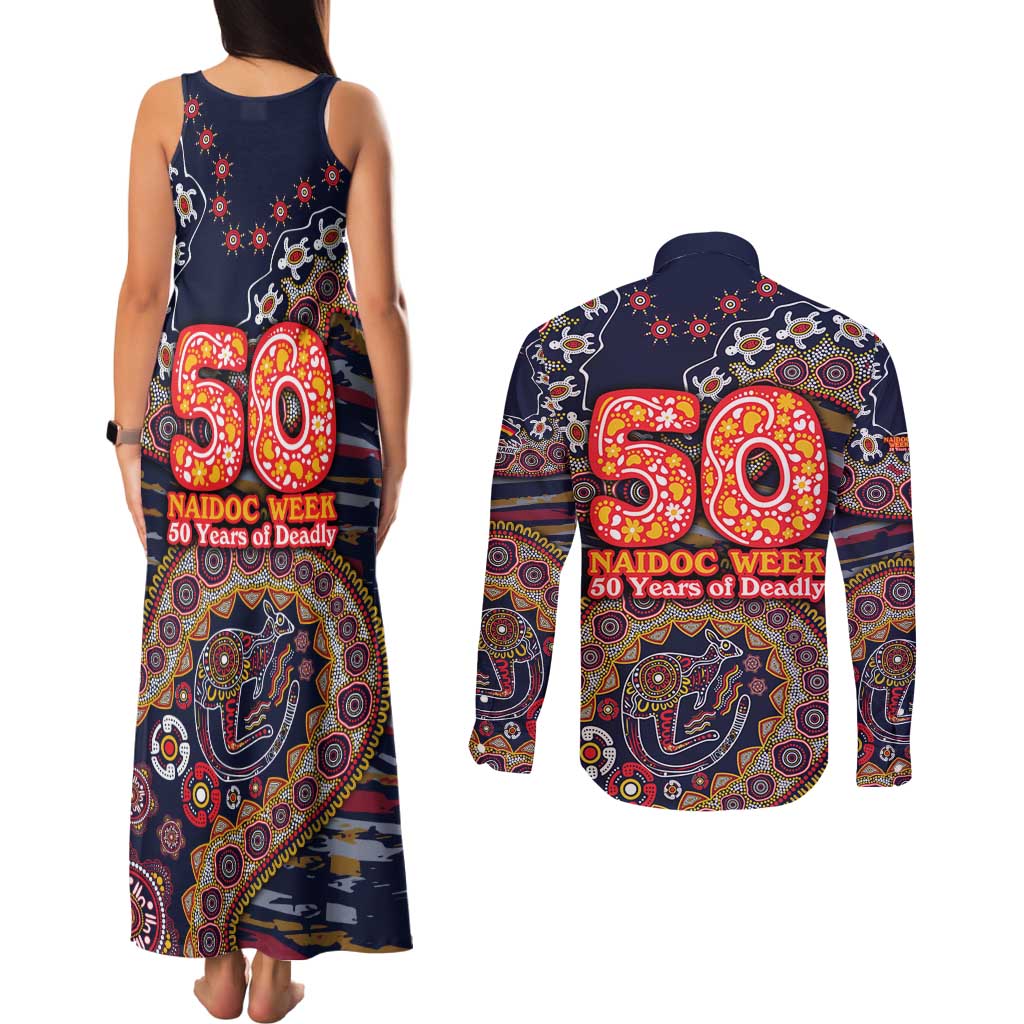Adelaide Crows NAIDOC Week 2026 Couples Matching Tank Maxi Dress and Long Sleeve Button Shirt Australian Aboriginal Dot Art Dreamtime Pattern Style