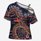 Adelaide Crows NAIDOC Week 2026 Cross Shoulder Shirt Australian Aboriginal Dot Art Dreamtime Pattern Style