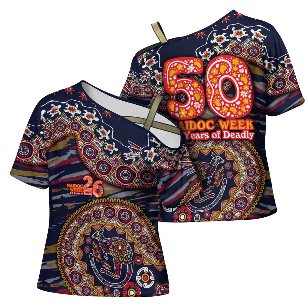 Adelaide Crows NAIDOC Week 2026 Cross Shoulder Shirt Australian Aboriginal Dot Art Dreamtime Pattern Style