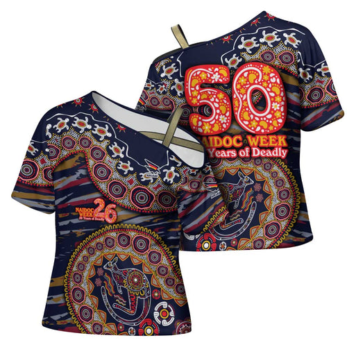Adelaide Crows NAIDOC Week 2026 Cross Shoulder Shirt Australian Aboriginal Dot Art Dreamtime Pattern Style