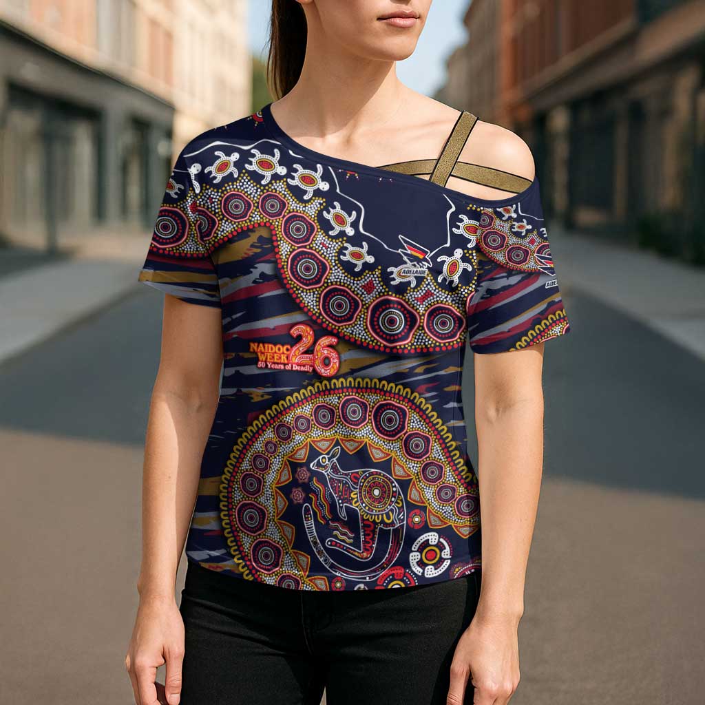 Adelaide Crows NAIDOC Week 2026 Cross Shoulder Shirt Australian Aboriginal Dot Art Dreamtime Pattern Style