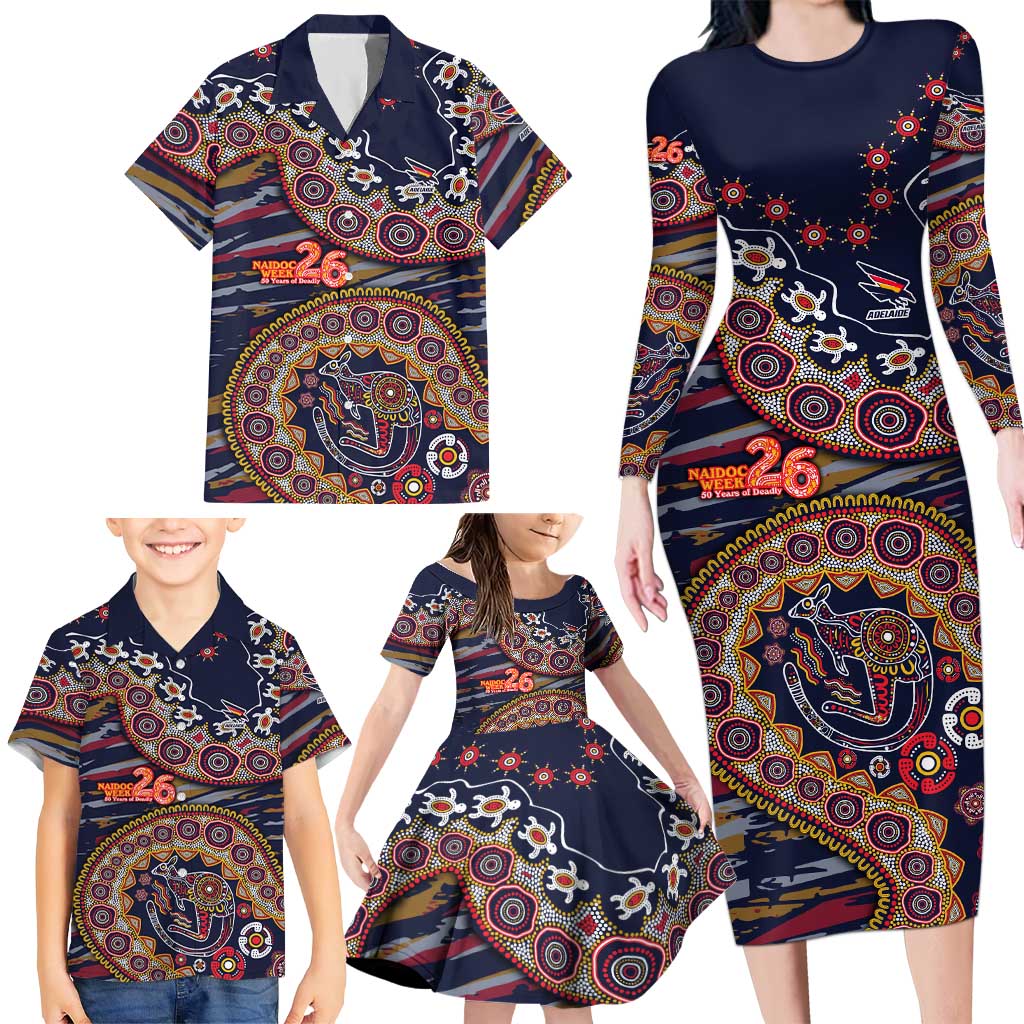 Adelaide Crows NAIDOC Week 2026 Family Matching Long Sleeve Bodycon Dress and Hawaiian Shirt Australian Aboriginal Dot Art Dreamtime Pattern Style