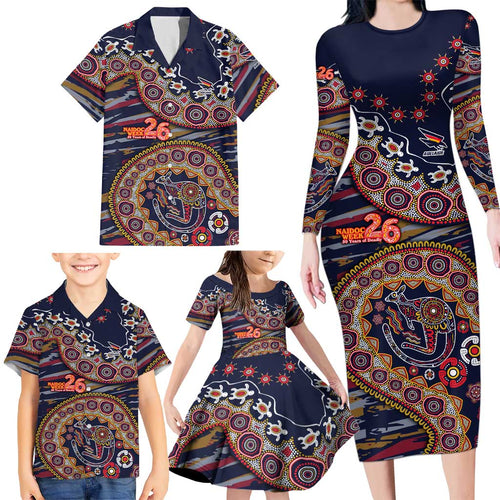 Adelaide Crows NAIDOC Week 2026 Family Matching Long Sleeve Bodycon Dress and Hawaiian Shirt Australian Aboriginal Dot Art Dreamtime Pattern Style