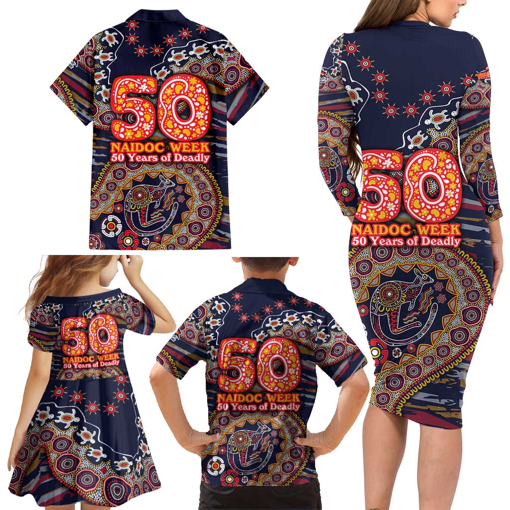 Adelaide Crows NAIDOC Week 2026 Family Matching Long Sleeve Bodycon Dress and Hawaiian Shirt Australian Aboriginal Dot Art Dreamtime Pattern Style