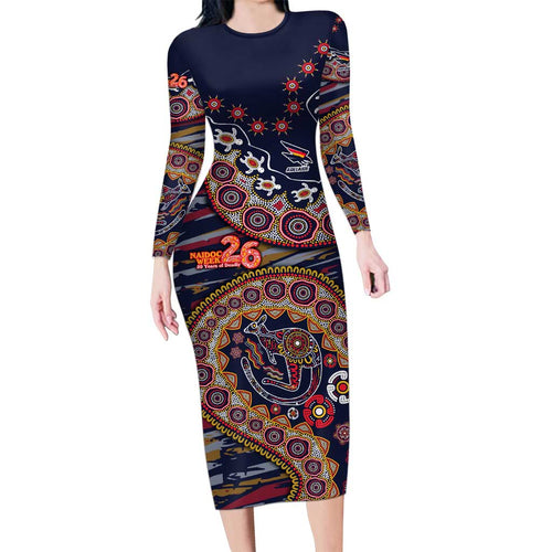 Adelaide Crows NAIDOC Week 2026 Family Matching Long Sleeve Bodycon Dress and Hawaiian Shirt Australian Aboriginal Dot Art Dreamtime Pattern Style