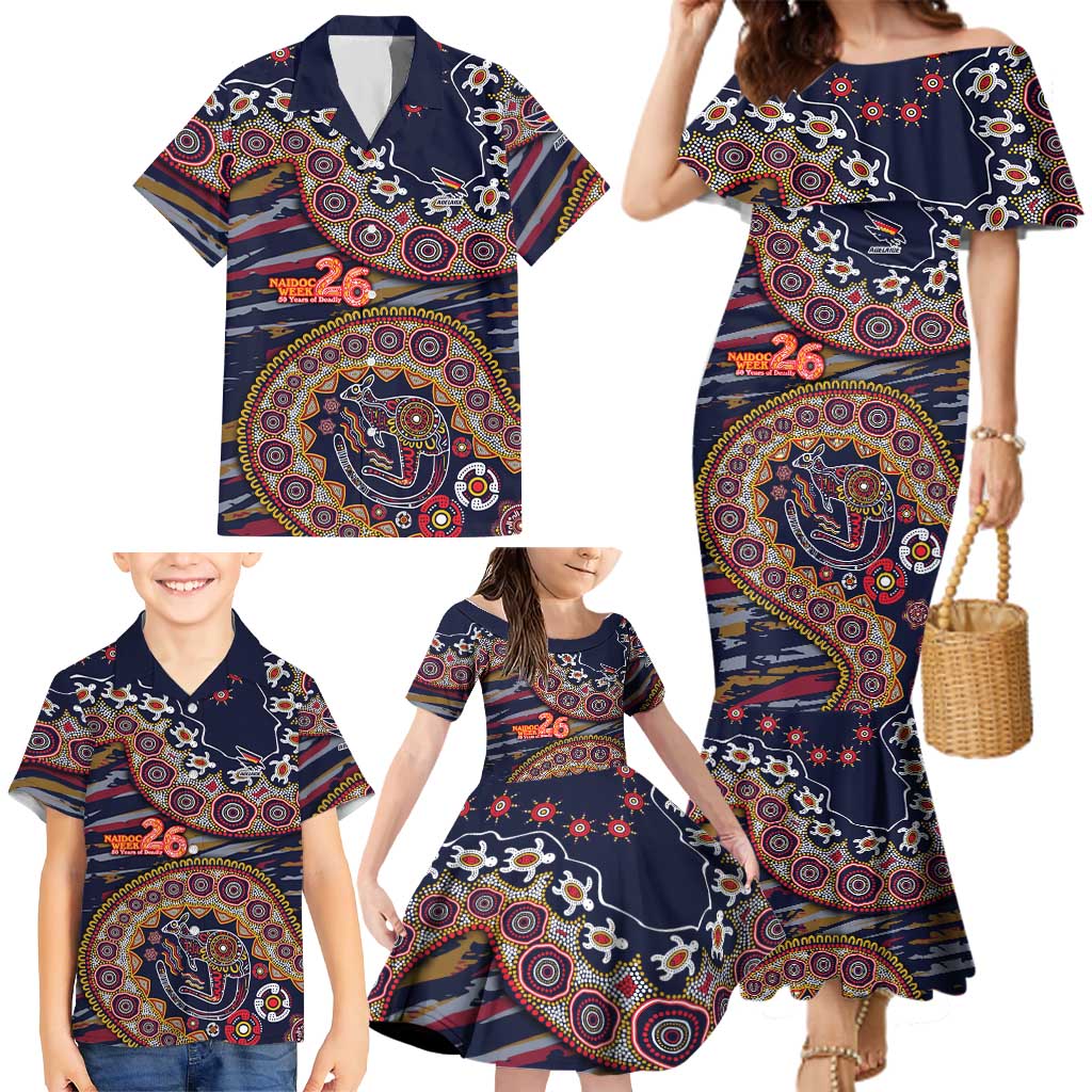 Adelaide Crows NAIDOC Week 2026 Family Matching Mermaid Dress and Hawaiian Shirt Australian Aboriginal Dot Art Dreamtime Pattern Style