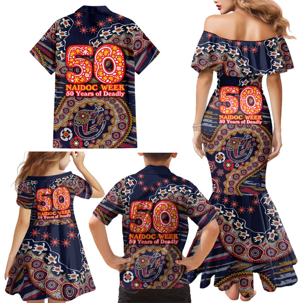 Adelaide Crows NAIDOC Week 2026 Family Matching Mermaid Dress and Hawaiian Shirt Australian Aboriginal Dot Art Dreamtime Pattern Style