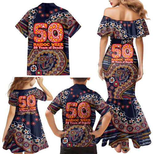 Adelaide Crows NAIDOC Week 2026 Family Matching Mermaid Dress and Hawaiian Shirt Australian Aboriginal Dot Art Dreamtime Pattern Style