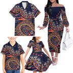 Adelaide Crows NAIDOC Week 2026 Family Matching Off The Shoulder Long Sleeve Dress and Hawaiian Shirt Australian Aboriginal Dot Art Dreamtime Pattern Style