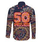 Adelaide Crows NAIDOC Week 2026 Family Matching Off The Shoulder Long Sleeve Dress and Hawaiian Shirt Australian Aboriginal Dot Art Dreamtime Pattern Style
