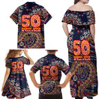 Adelaide Crows NAIDOC Week 2026 Family Matching Off Shoulder Maxi Dress and Hawaiian Shirt Australian Aboriginal Dot Art Dreamtime Pattern Style