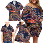 Adelaide Crows NAIDOC Week 2026 Family Matching Off Shoulder Short Dress and Hawaiian Shirt Australian Aboriginal Dot Art Dreamtime Pattern Style