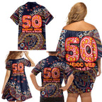 Adelaide Crows NAIDOC Week 2026 Family Matching Off Shoulder Short Dress and Hawaiian Shirt Australian Aboriginal Dot Art Dreamtime Pattern Style