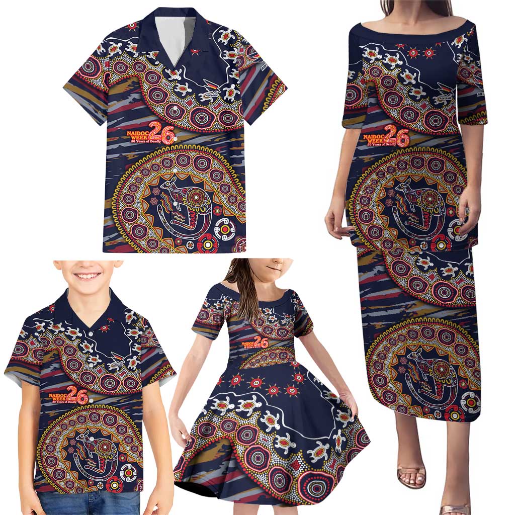 Adelaide Crows NAIDOC Week 2026 Family Matching Puletasi and Hawaiian Shirt Australian Aboriginal Dot Art Dreamtime Pattern Style