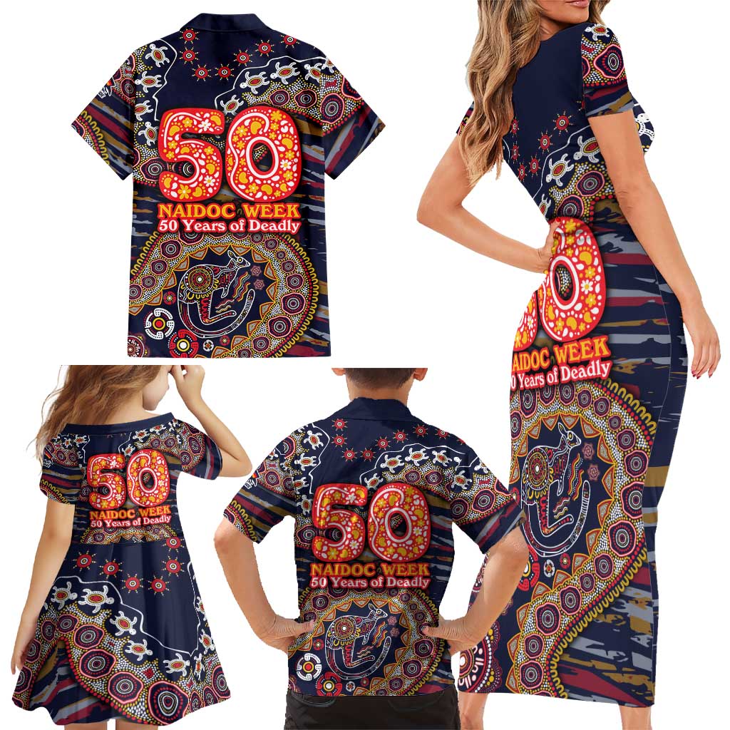Adelaide Crows NAIDOC Week 2026 Family Matching Short Sleeve Bodycon Dress and Hawaiian Shirt Australian Aboriginal Dot Art Dreamtime Pattern Style