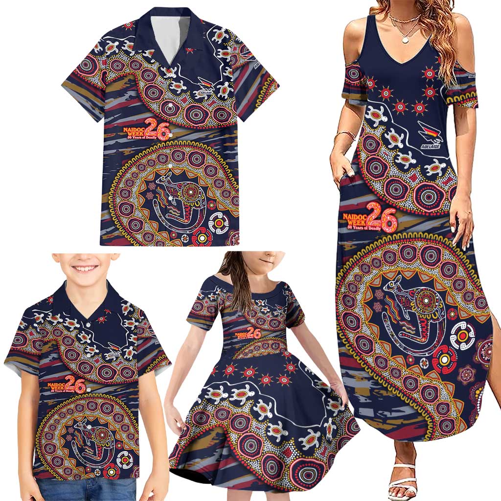 Adelaide Crows NAIDOC Week 2026 Family Matching Summer Maxi Dress and Hawaiian Shirt Australian Aboriginal Dot Art Dreamtime Pattern Style