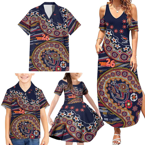 Adelaide Crows NAIDOC Week 2026 Family Matching Summer Maxi Dress and Hawaiian Shirt Australian Aboriginal Dot Art Dreamtime Pattern Style
