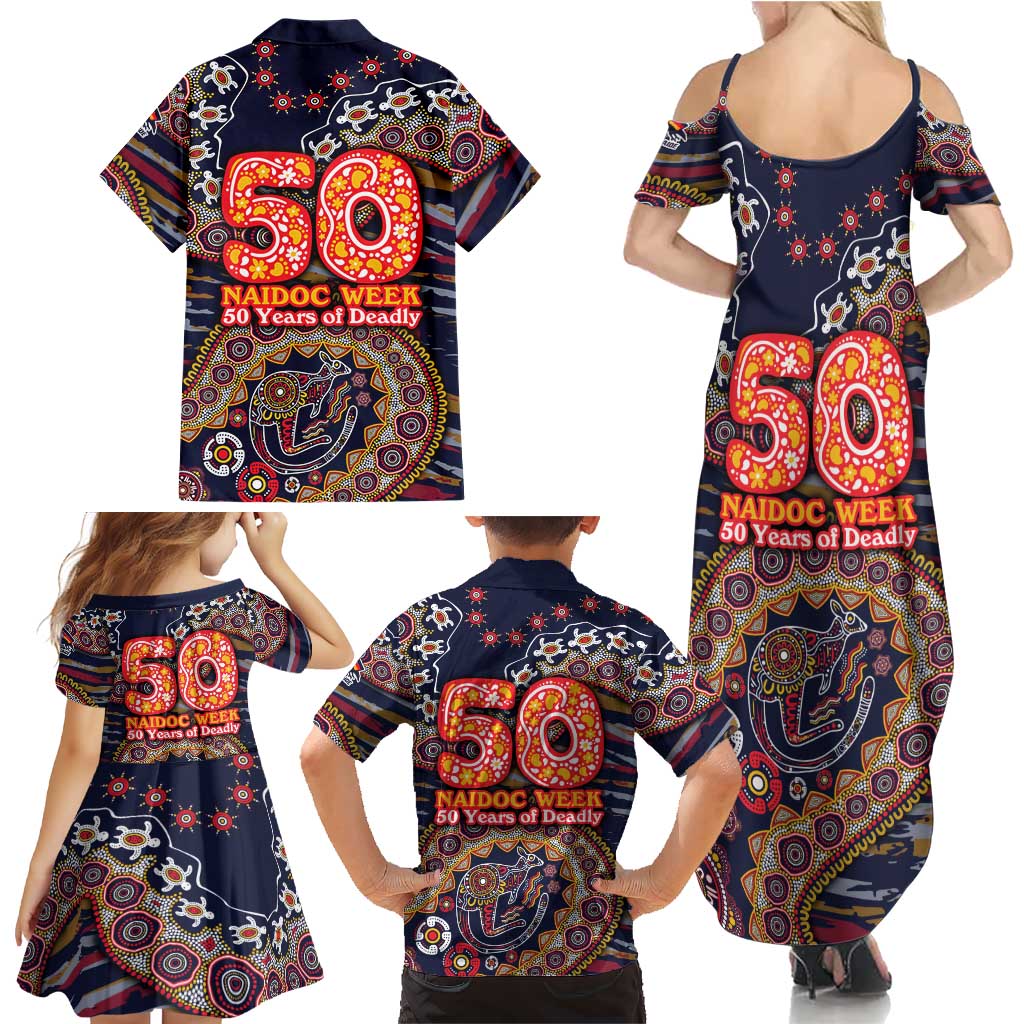Adelaide Crows NAIDOC Week 2026 Family Matching Summer Maxi Dress and Hawaiian Shirt Australian Aboriginal Dot Art Dreamtime Pattern Style