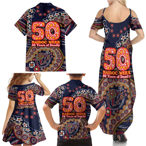 Adelaide Crows NAIDOC Week 2026 Family Matching Summer Maxi Dress and Hawaiian Shirt Australian Aboriginal Dot Art Dreamtime Pattern Style