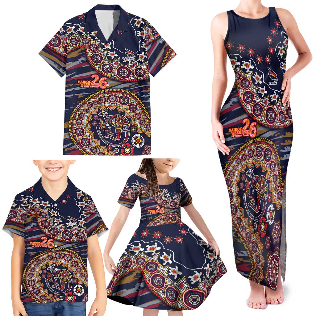 Adelaide Crows NAIDOC Week 2026 Family Matching Tank Maxi Dress and Hawaiian Shirt Australian Aboriginal Dot Art Dreamtime Pattern Style
