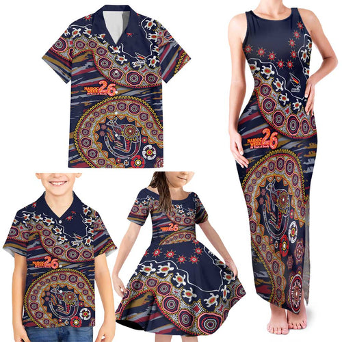 Adelaide Crows NAIDOC Week 2026 Family Matching Tank Maxi Dress and Hawaiian Shirt Australian Aboriginal Dot Art Dreamtime Pattern Style