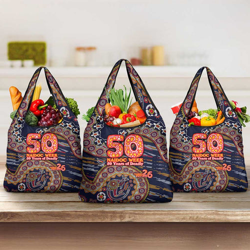 Adelaide Crows NAIDOC Week 2026 Grocery Bag Australian Aboriginal Dot Art Dreamtime Pattern Style