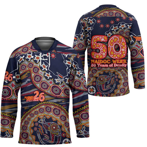 Adelaide Crows NAIDOC Week 2026 Hockey Jersey Australian Aboriginal Dot Art Dreamtime Pattern Style